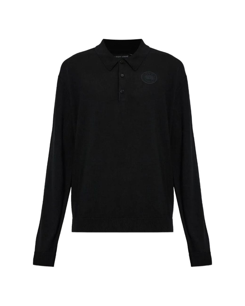 Canada Goose Black Petitot Logo-Patch Polo Shirt for men