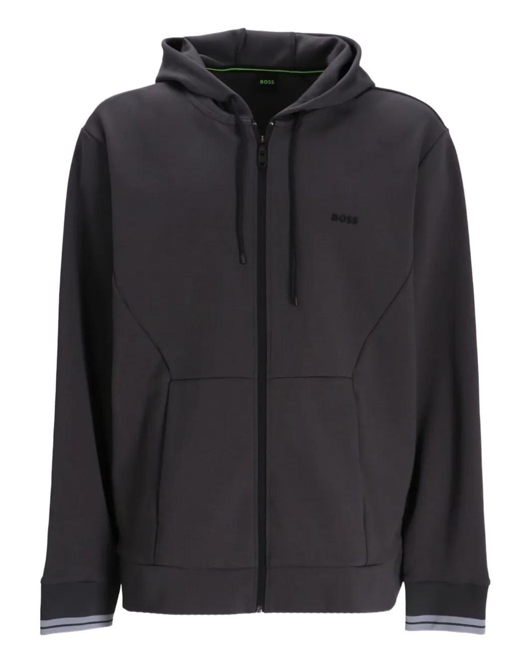 Boss Black Zip-Up Hooded Sweatshirt for men