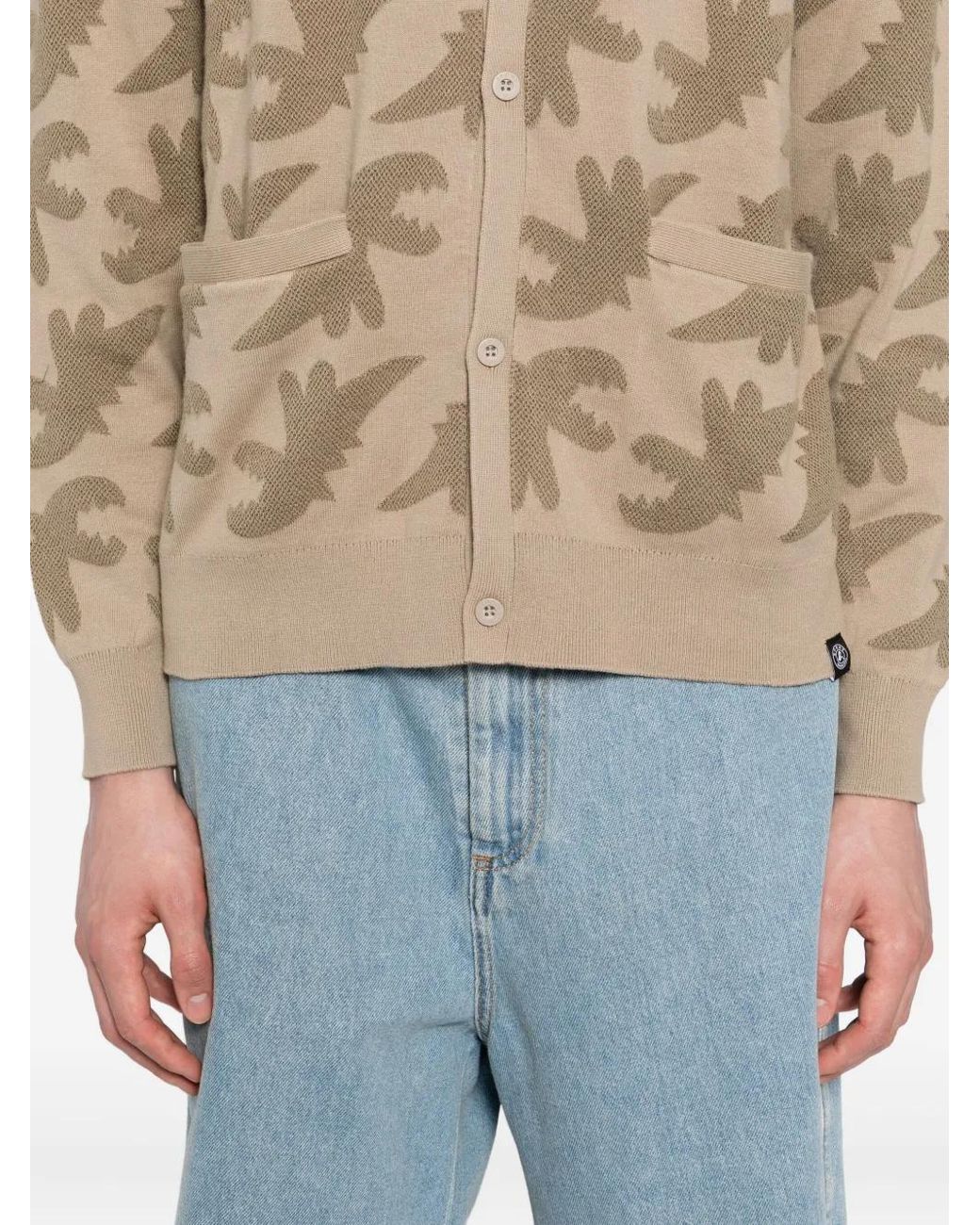 SPORT b. by agnès b. Brown Dino-Embroidered Cardigan for men