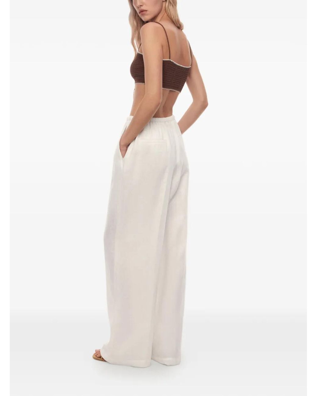 12 STOREEZ White Pantalon Aurelia À Lien De Resserrage