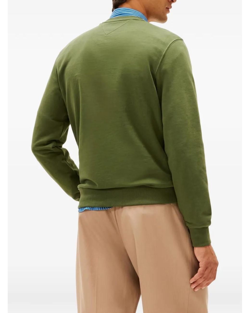 Tommy Hilfiger Green Logo-Embroidered Sweater for men