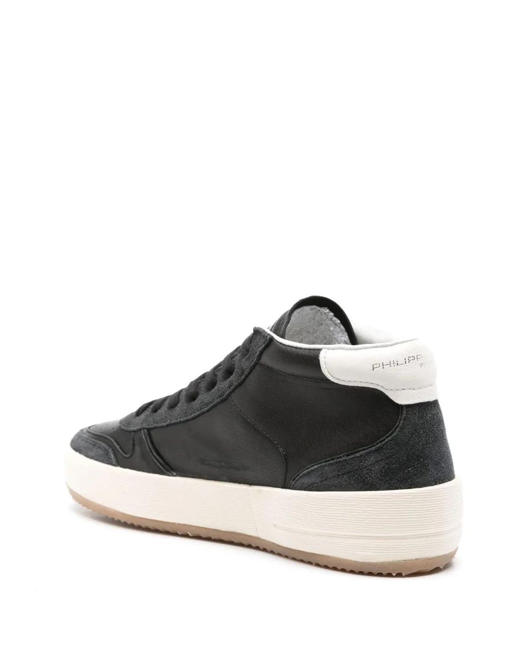 Philippe Model Black Perforated Leather Low-Top Sneakers for men