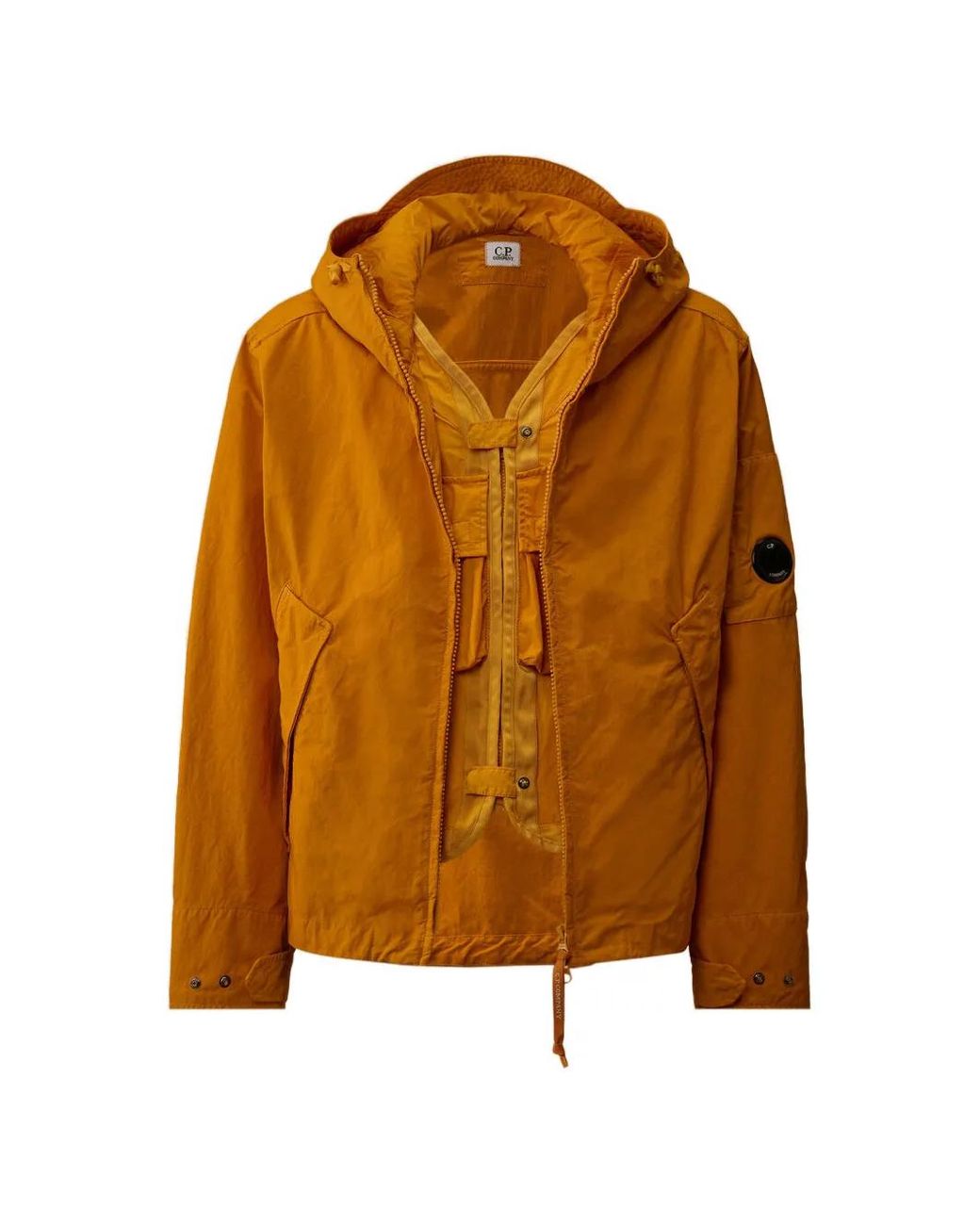 C P Company Orange Twill Hooded Lens Jacket for men