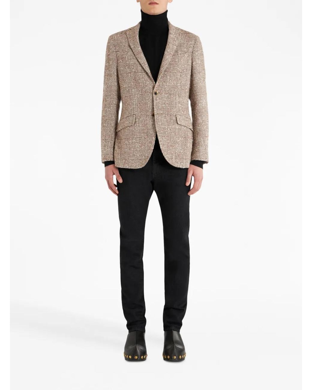 Etro Brown Plaid-Check Pattern Blazer for men
