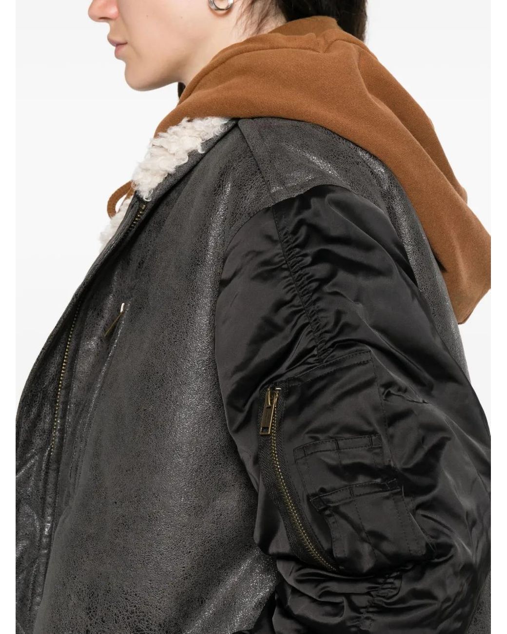 Isabel Marant Gray Metallic-Effect Bomber Jacket