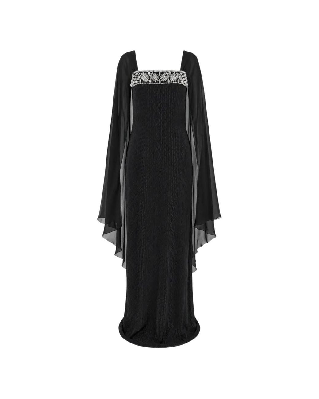Temperley London Black Robe Longue Pyramus À Ornements En Cristal