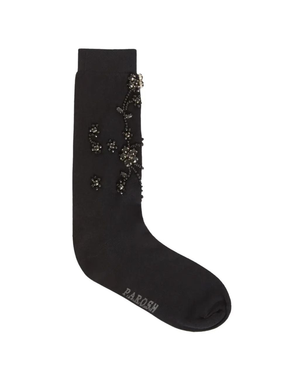 P.A.R.O.S.H. Black Bead-Embellished Floral-Motif Socks