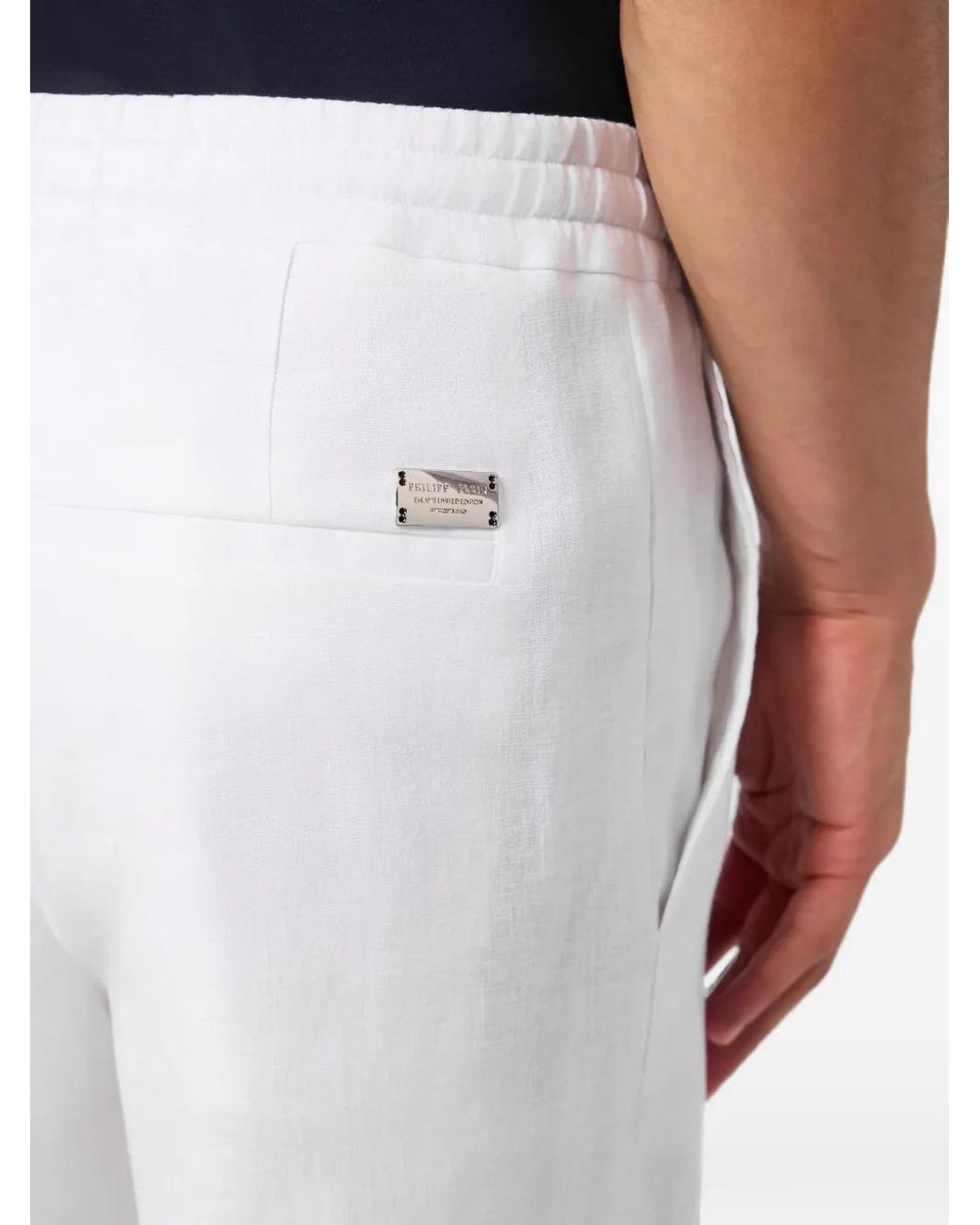 Philipp Plein White Pantalon En Lin À Lien De Resserrage for men