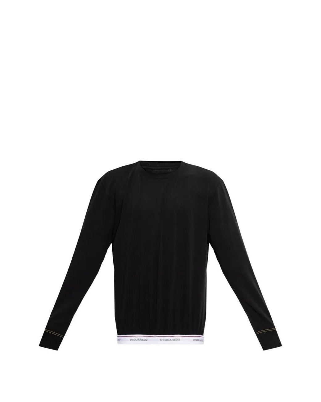 DSquared² Black Logo-Waistband Long-Sleeve T-Shirt for men