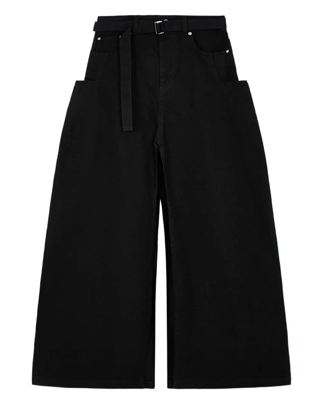 Sacai Black Jupe En Jean À Taille Ceinturée