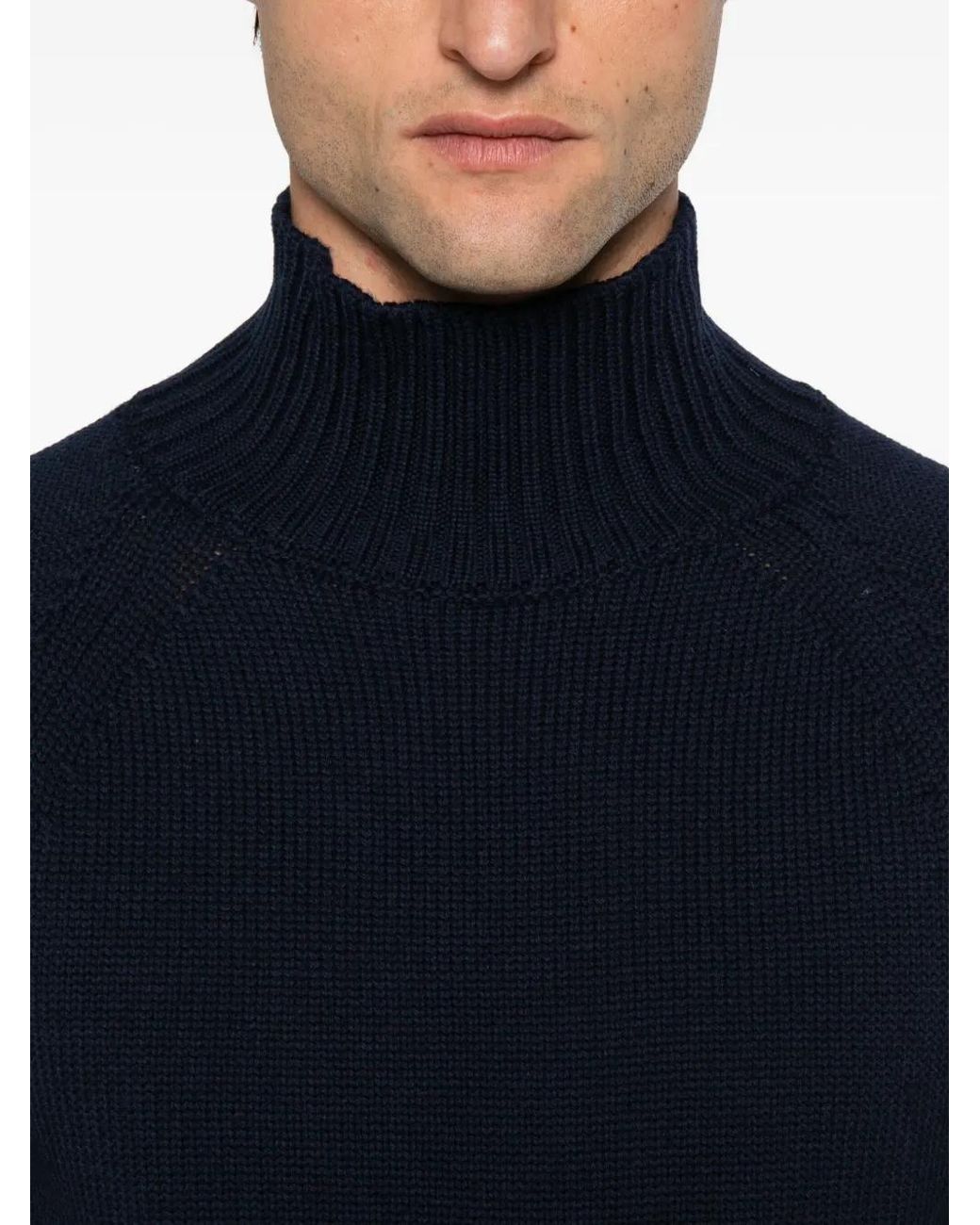 Eleventy Blue High-Neck Long-Sleeve Sweater for men