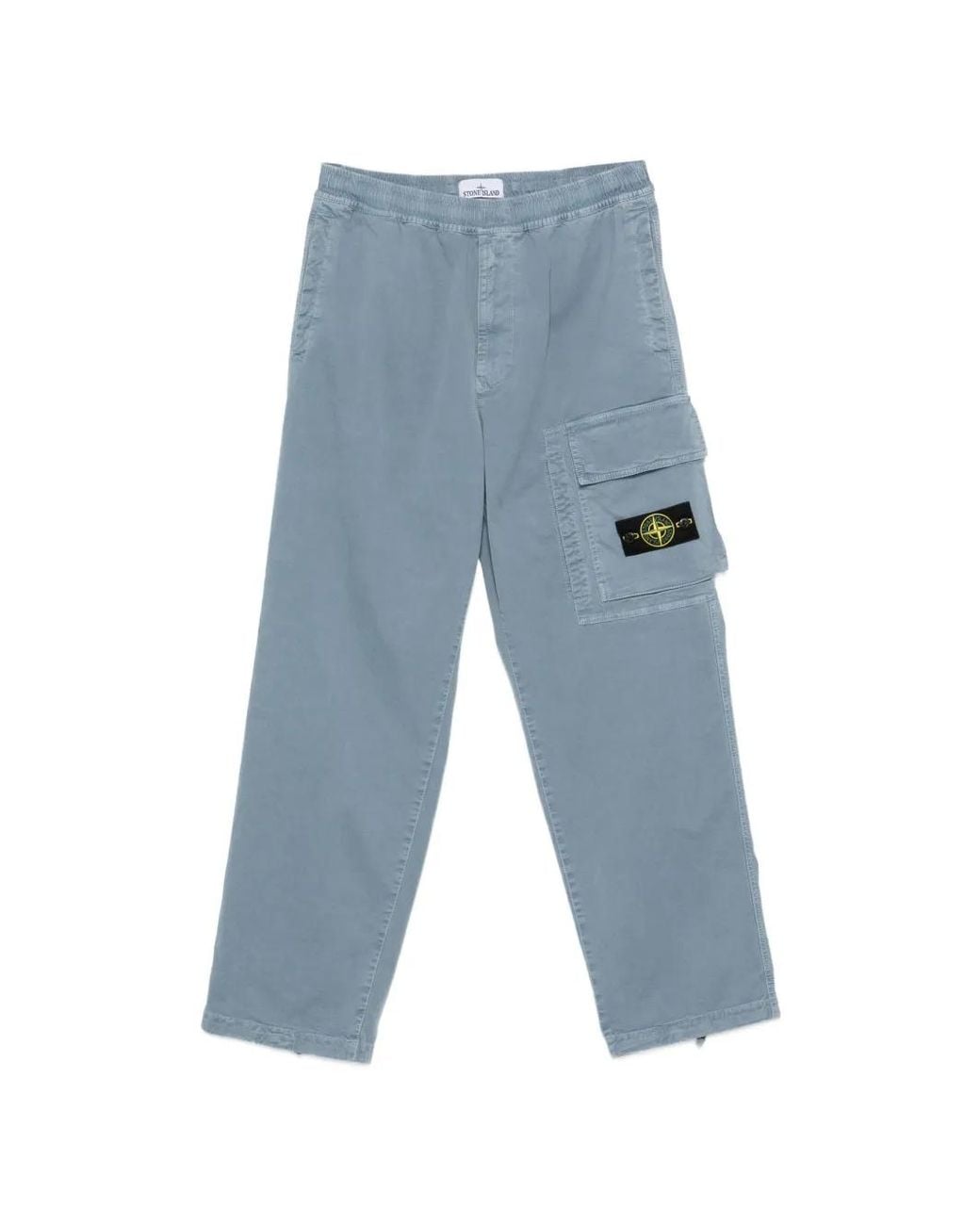 Stone Island Blue 3100036 Stretch Organic Broken Twill Cotton 'Old' Effect Sweatpants for men