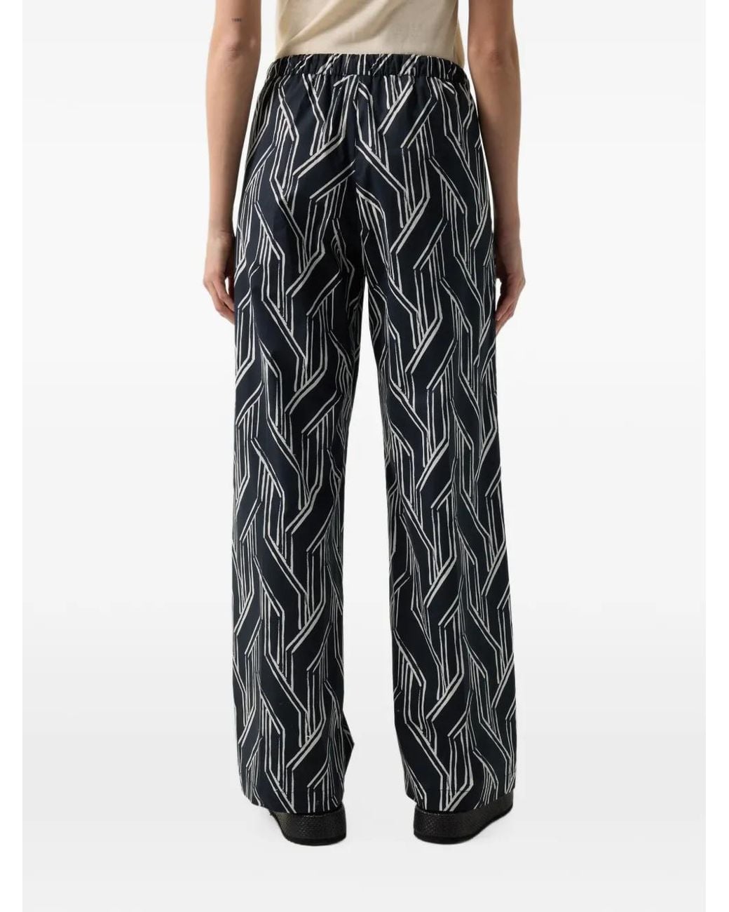 Bogner Blue Gina Graphic-Print Pleated Trousers