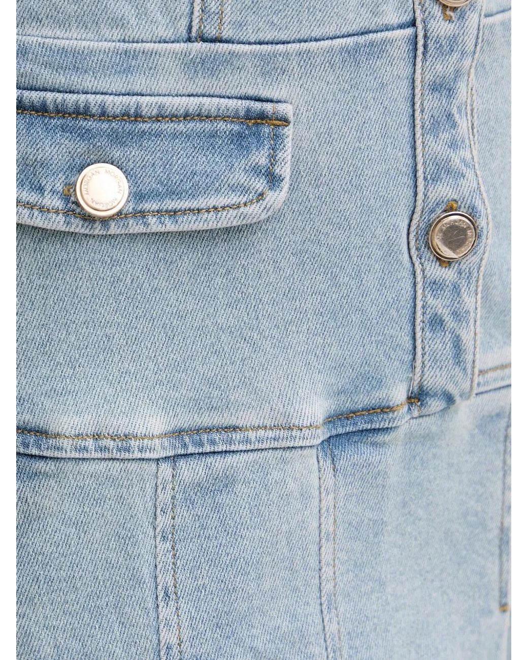 Morgan Blue Pleated-Skirt Denim Mini Dress