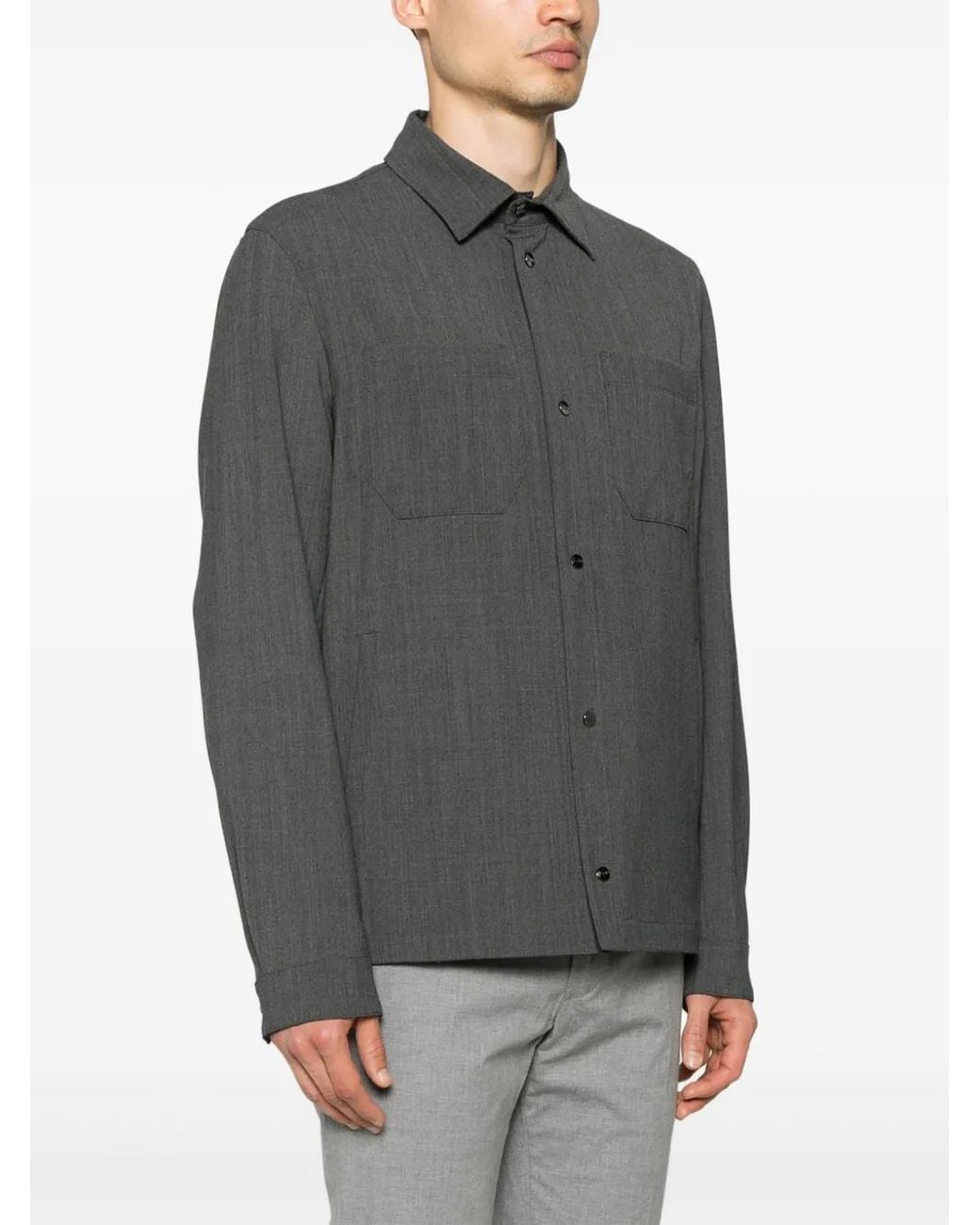 Herno Gray Interlock-Weave Shirt Jacket for men