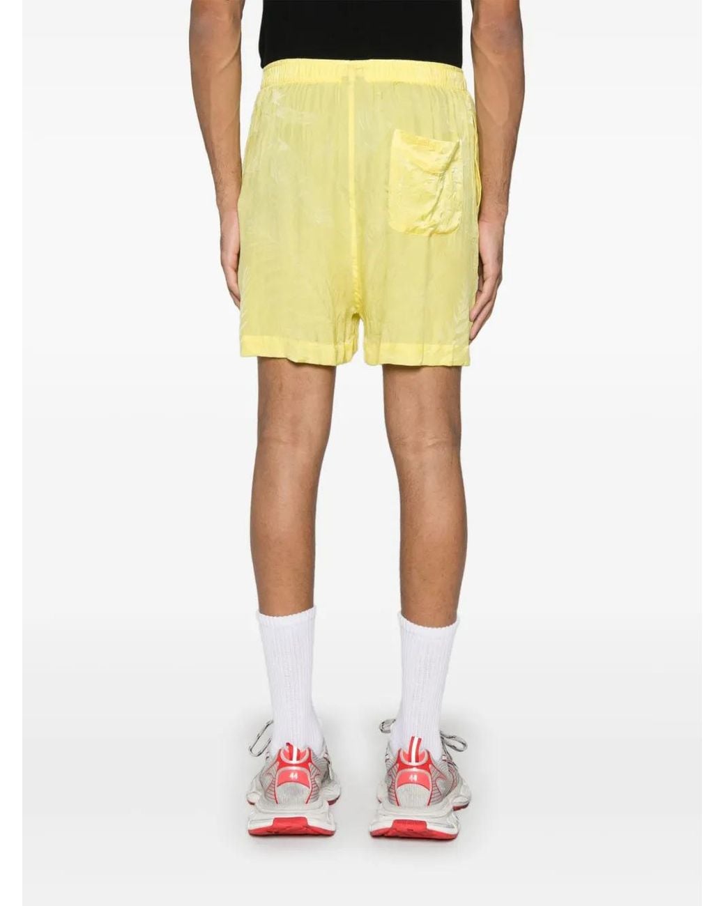 Balenciaga Yellow Crinkled Shorts for men