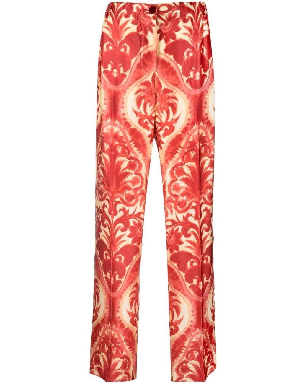Femme Vêtements Pantalons décontractés Pantalon Satin F.R.S For Restless Sleepers en coloris Rouge élégants et chinos Pantalons moulants 