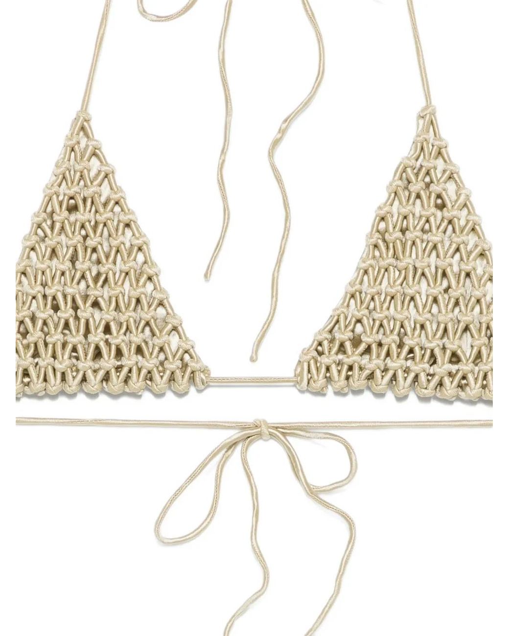 Isa Boulder White Macramé Triangle Bikini Top