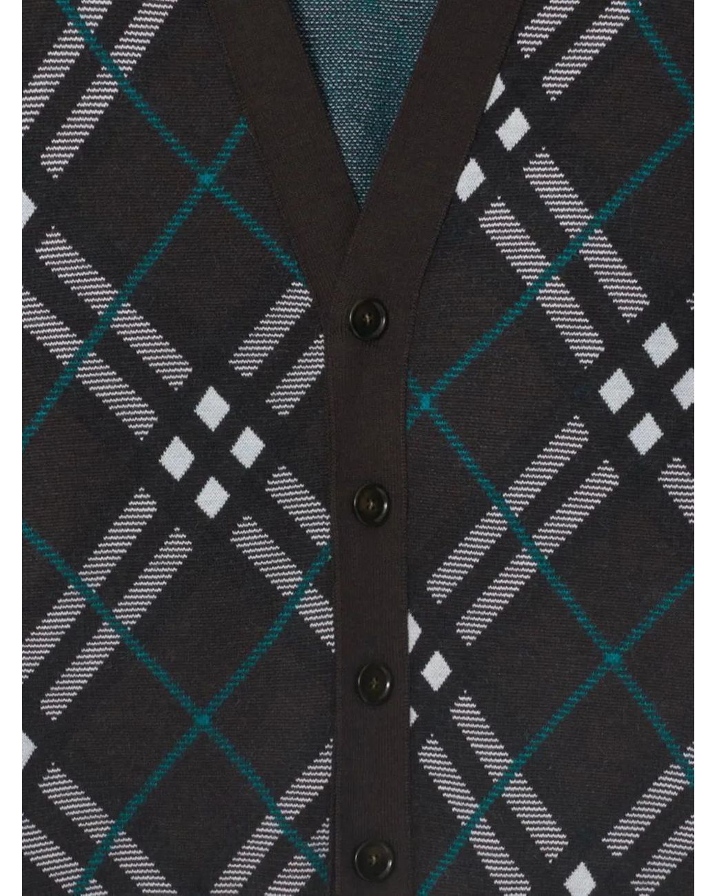 Burberry Black Check-Print V-Neck Cardigan for men