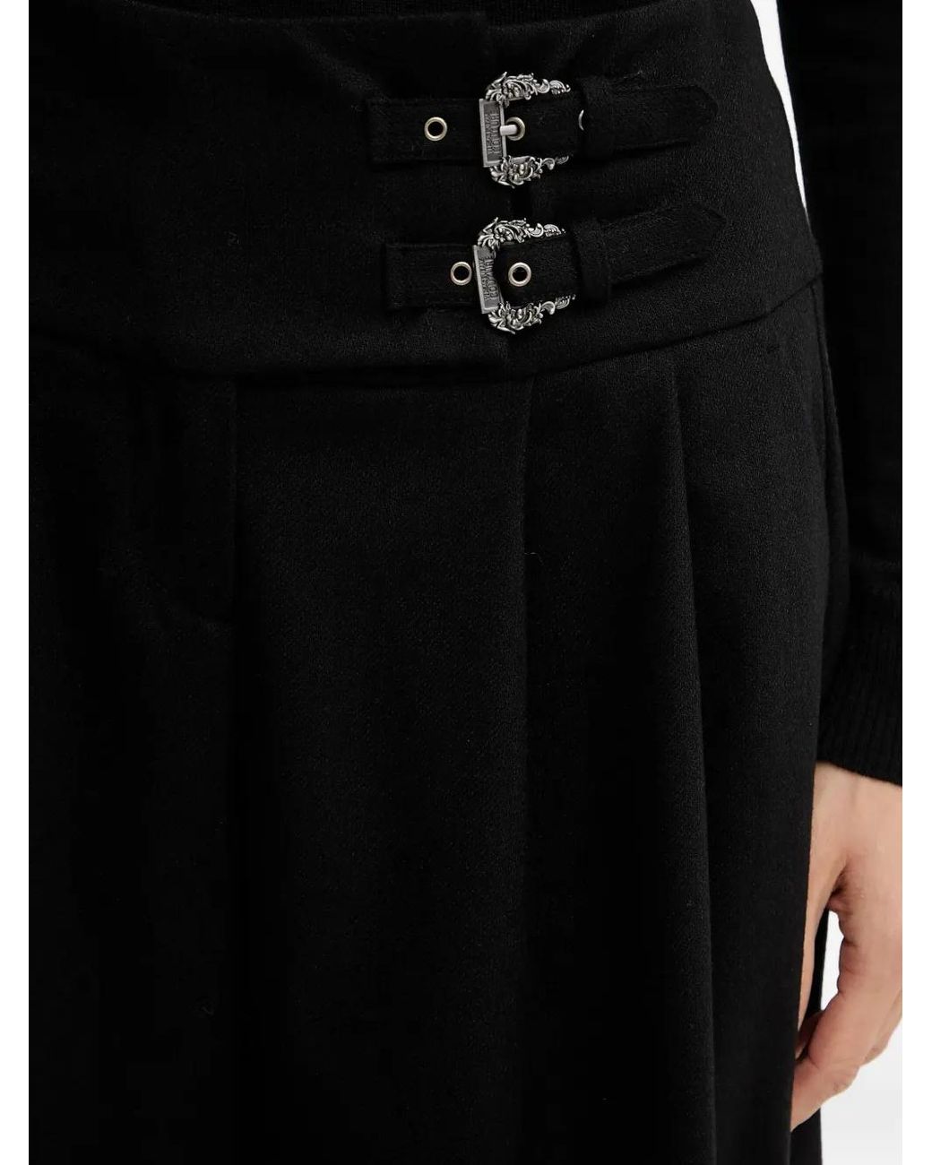 Versace Jeans Couture Black Buckle-Detailed Shorts