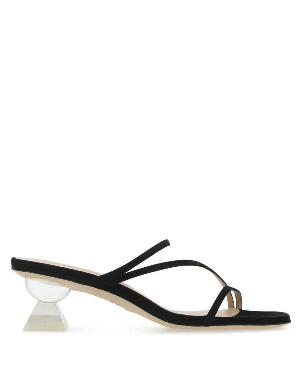 Stuart Weitzman Black Lucite Sculpt Suede Sandals
