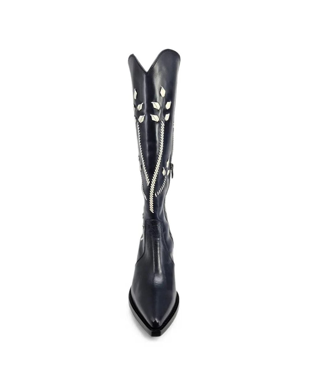 Madison Maison Blue Tall Floral-Embroidery Boots