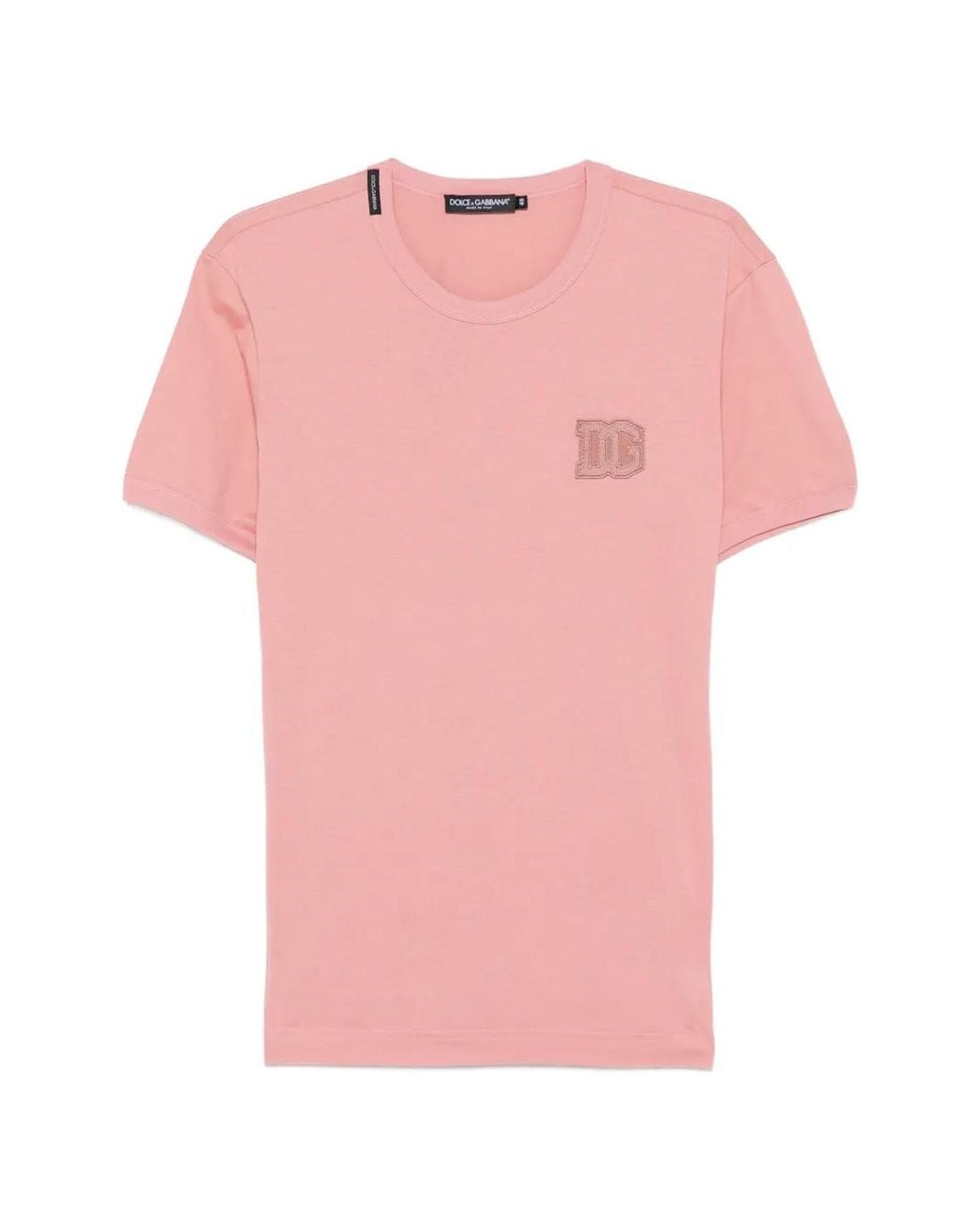 Dolce & Gabbana Pink Logo-Patch T-Shirt for men
