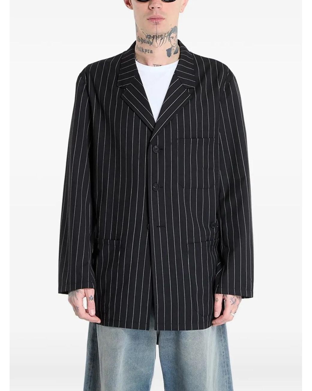 Y-3 Black Pinstripe Refined Jacket for men