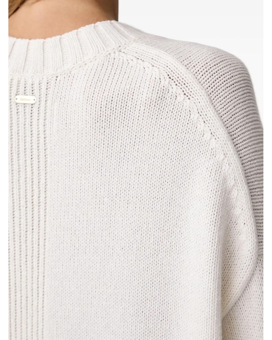 Barbour White Gaia Ribbed-Knit Sweater