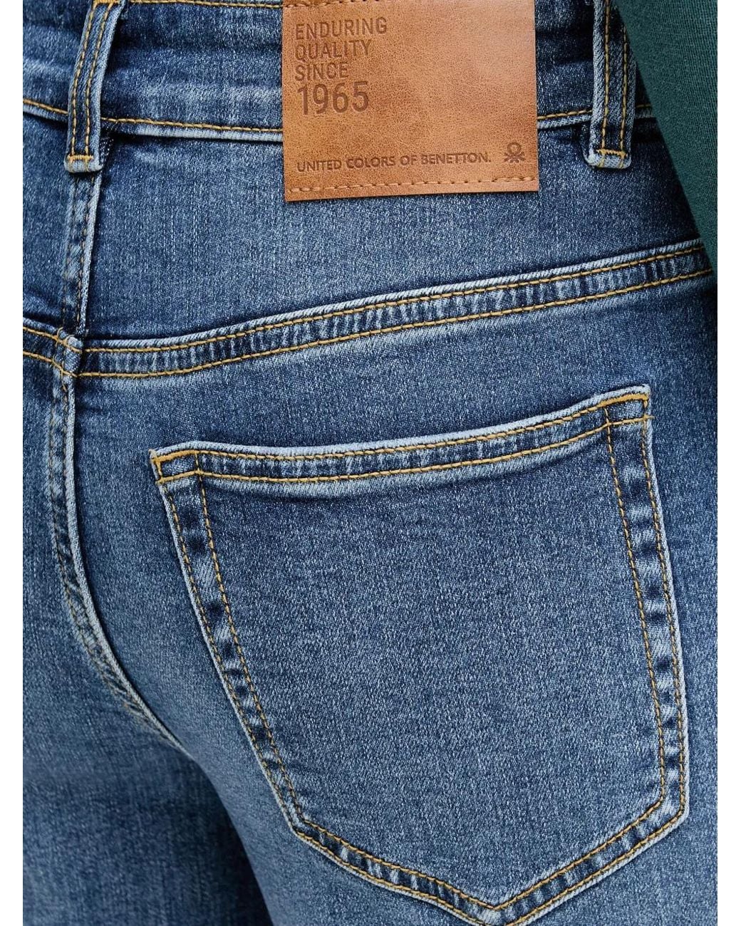 Benetton Blue Jean Ample À Boutonnière