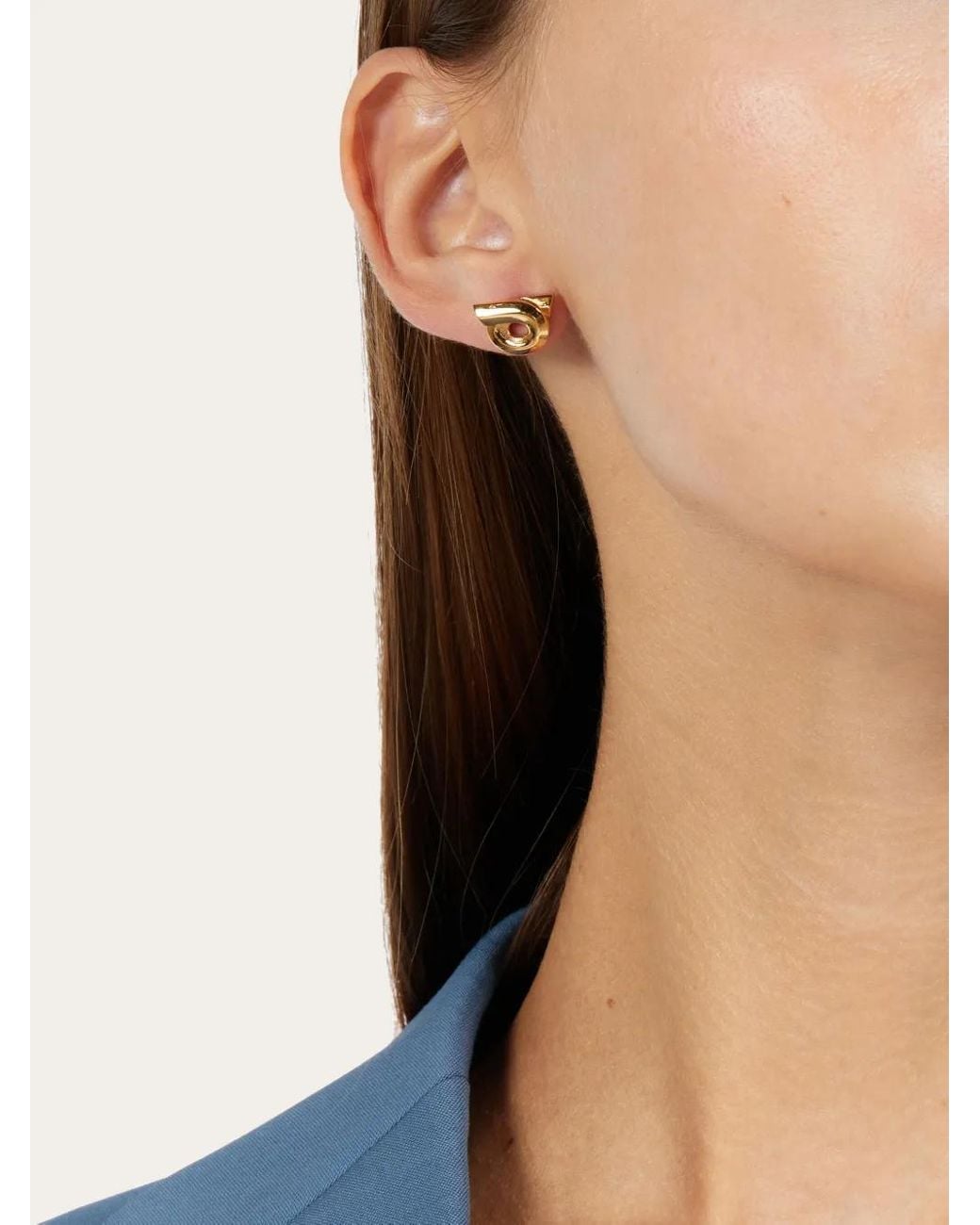 Ferragamo Metallic Gancini Stud Earrings