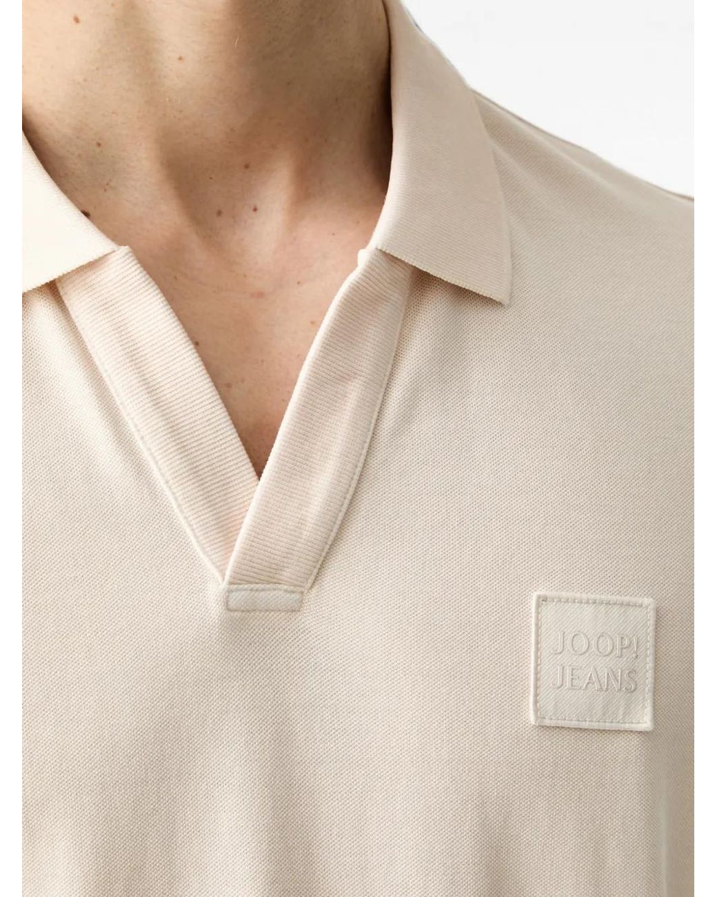 Joop! White Logo-Patch V-Neck Shirt for men