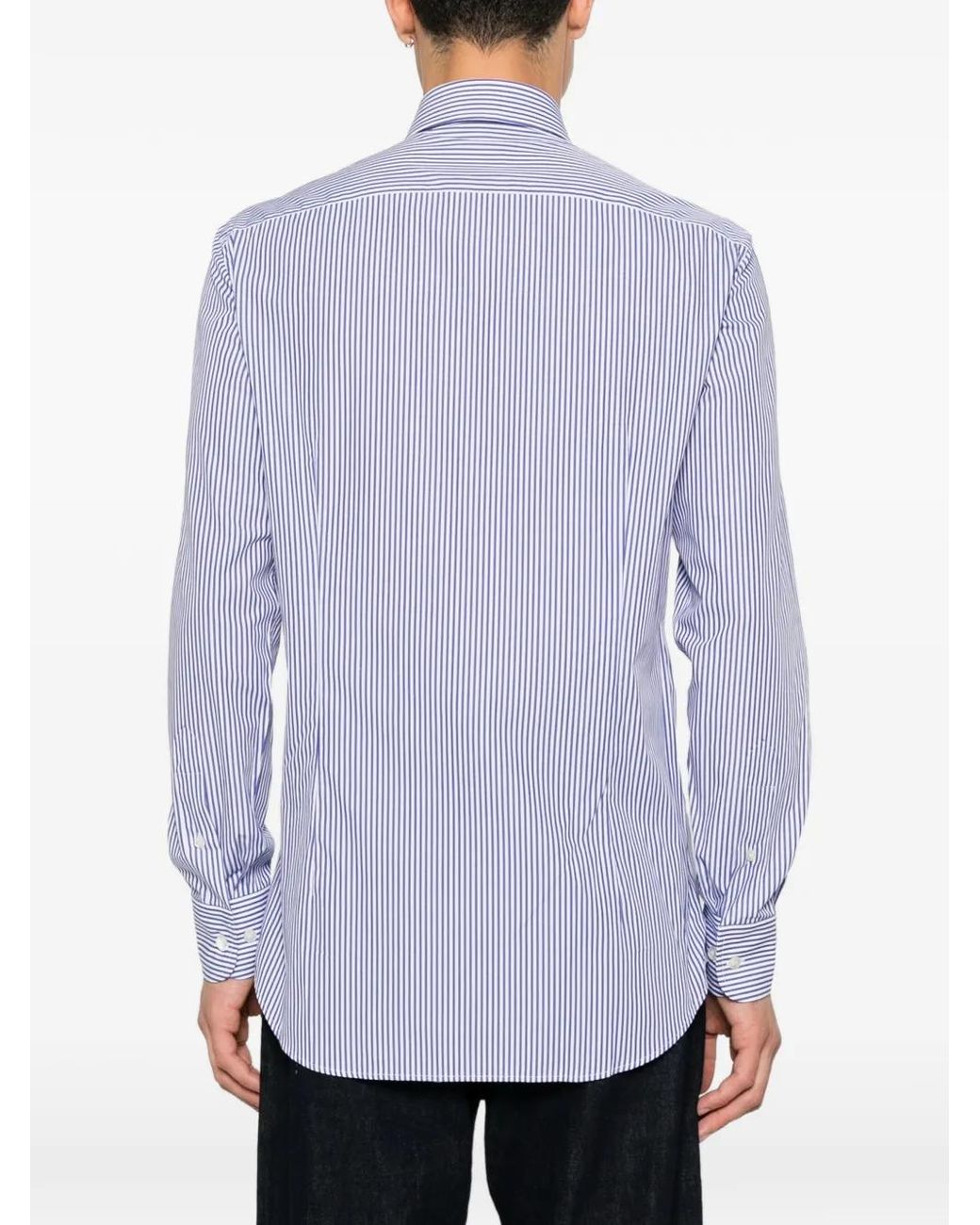 Etro Purple Striped Logo-Embroidered Shirt for men