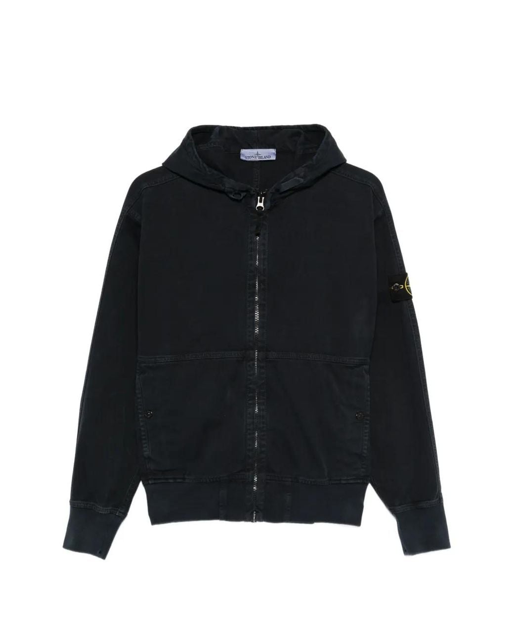 Stone Island Black 6100068 Organic Panama Cotton 'Old' Effect Hooded Jacket for men