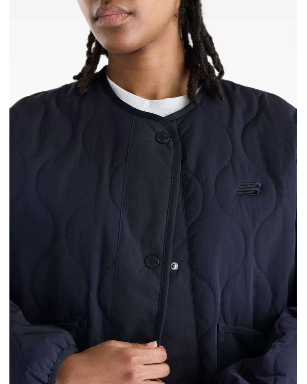 New Balance Blue Veste Bomber À Design Matelassé