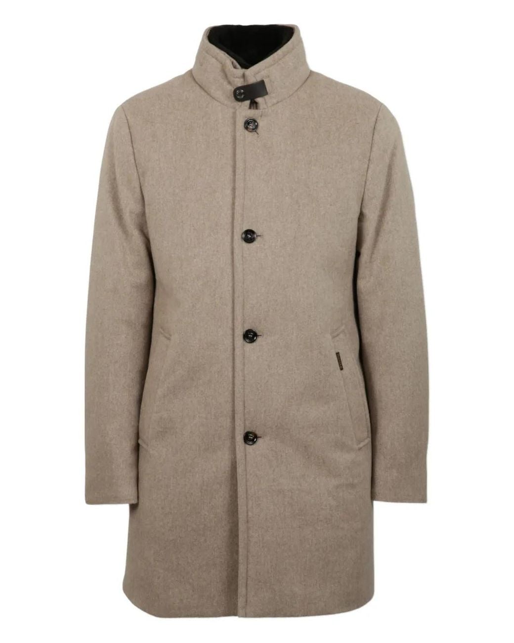 Moorer Natural High-Neck Button-Up Coat for men