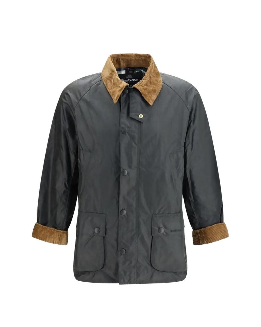 Barbour Gray Corduroy-Collar Waxed-Cotton Jacket for men