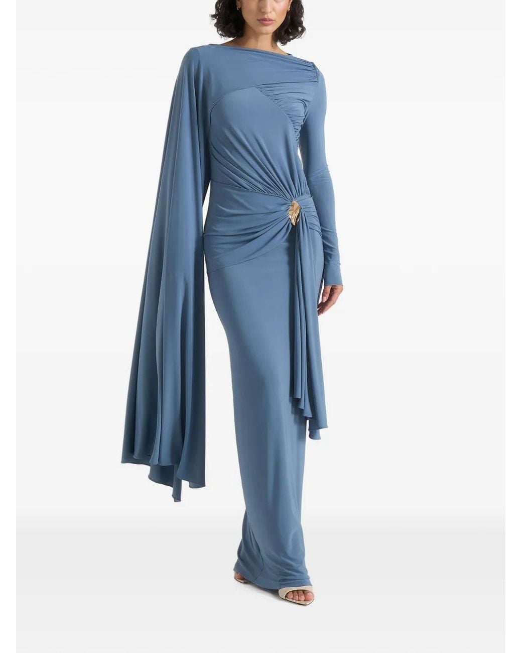 Manière De Voir Blue Edena Ssym Ruched-Draped Maxi Dress