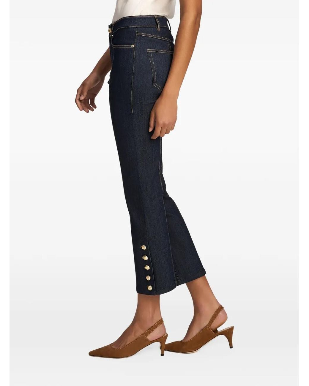 Cinq À Sept Blue Maggie Button-Embellished Jeans