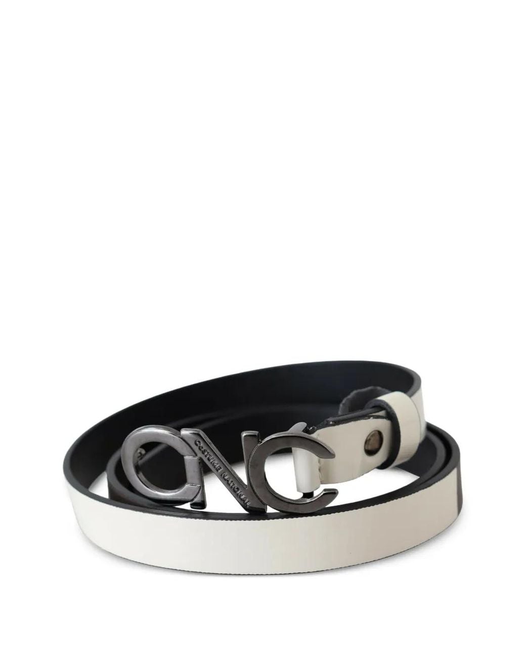 CoSTUME NATIONAL Black Logo-Buckle Leather Belt