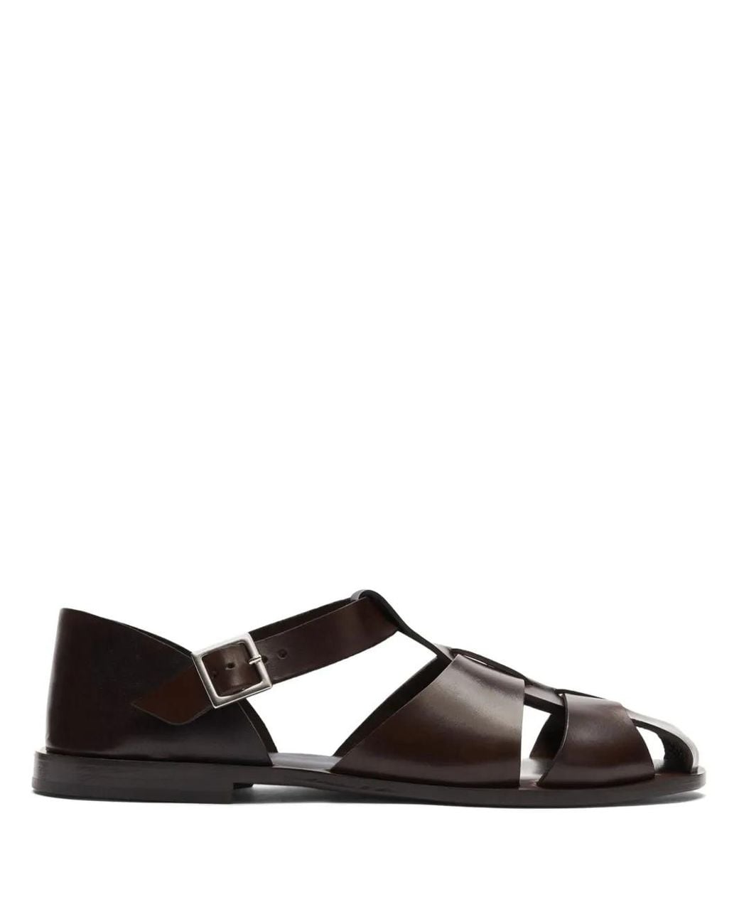 Scarosso Black Apollo Leather Sandals for men