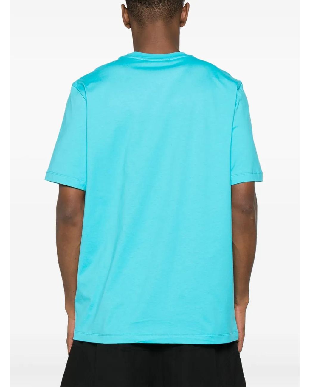 MSGM Blue Logo-Print Cotton T-Shirt for men