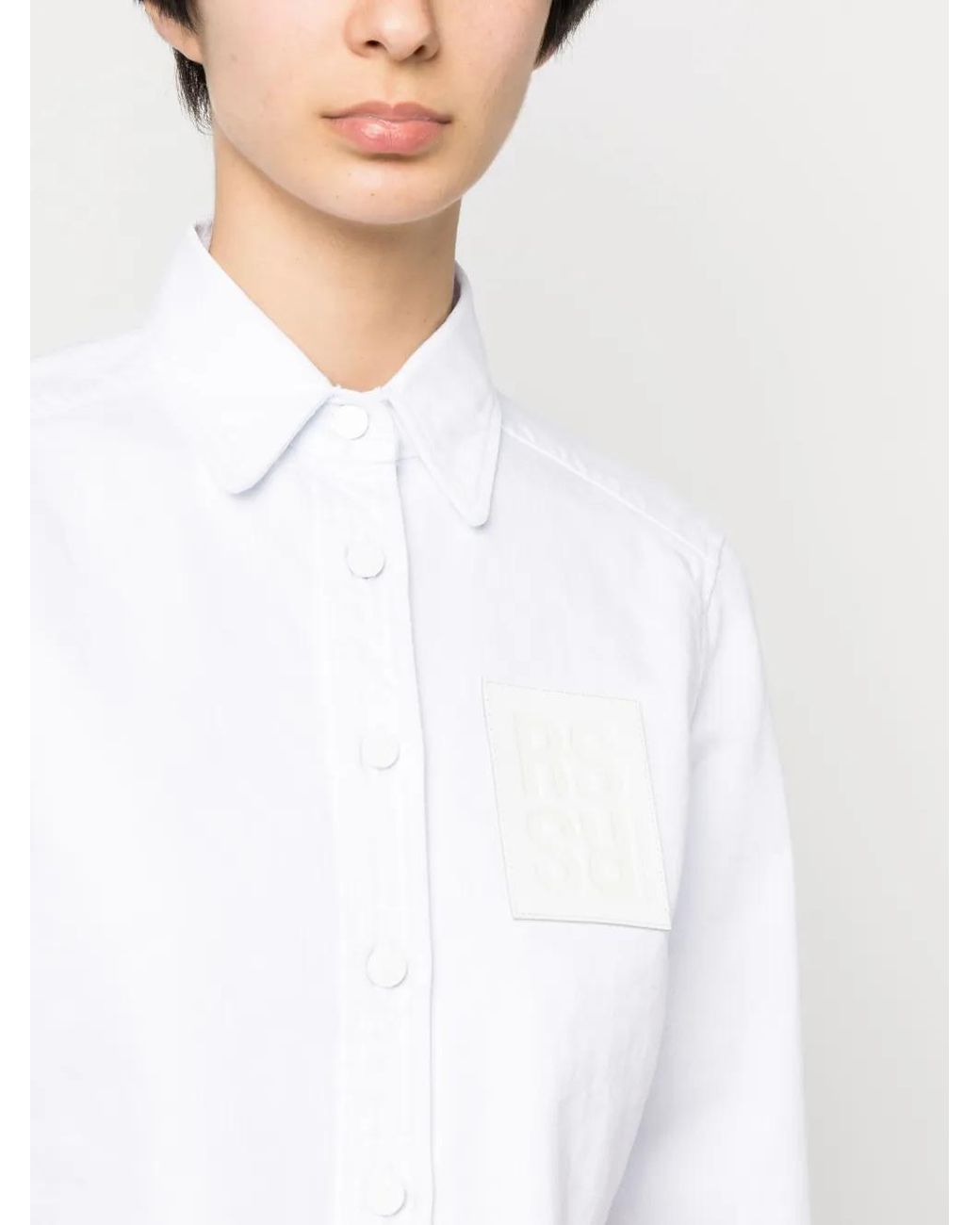 Raf Simons White Logo-Patch Cropped Shirt