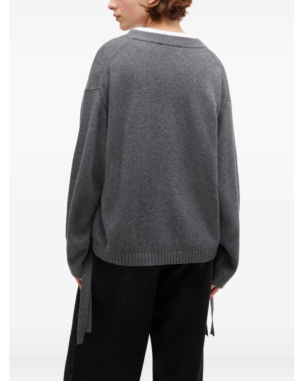 Ganni Gray Side Tie Details Jumper