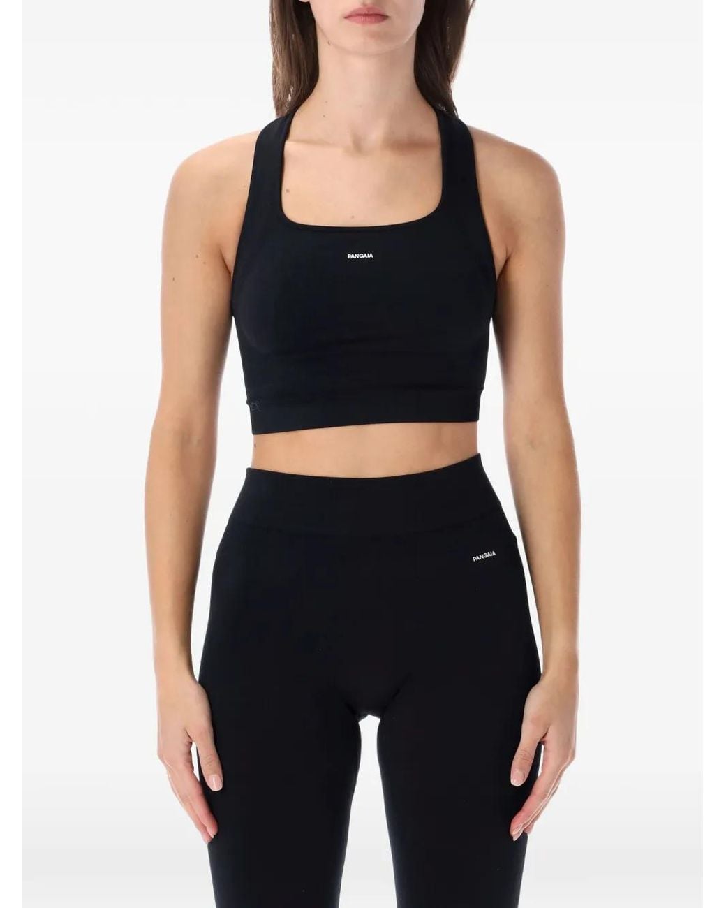 PANGAIA Black Logo-Print Fine-Ribbed Tank Top