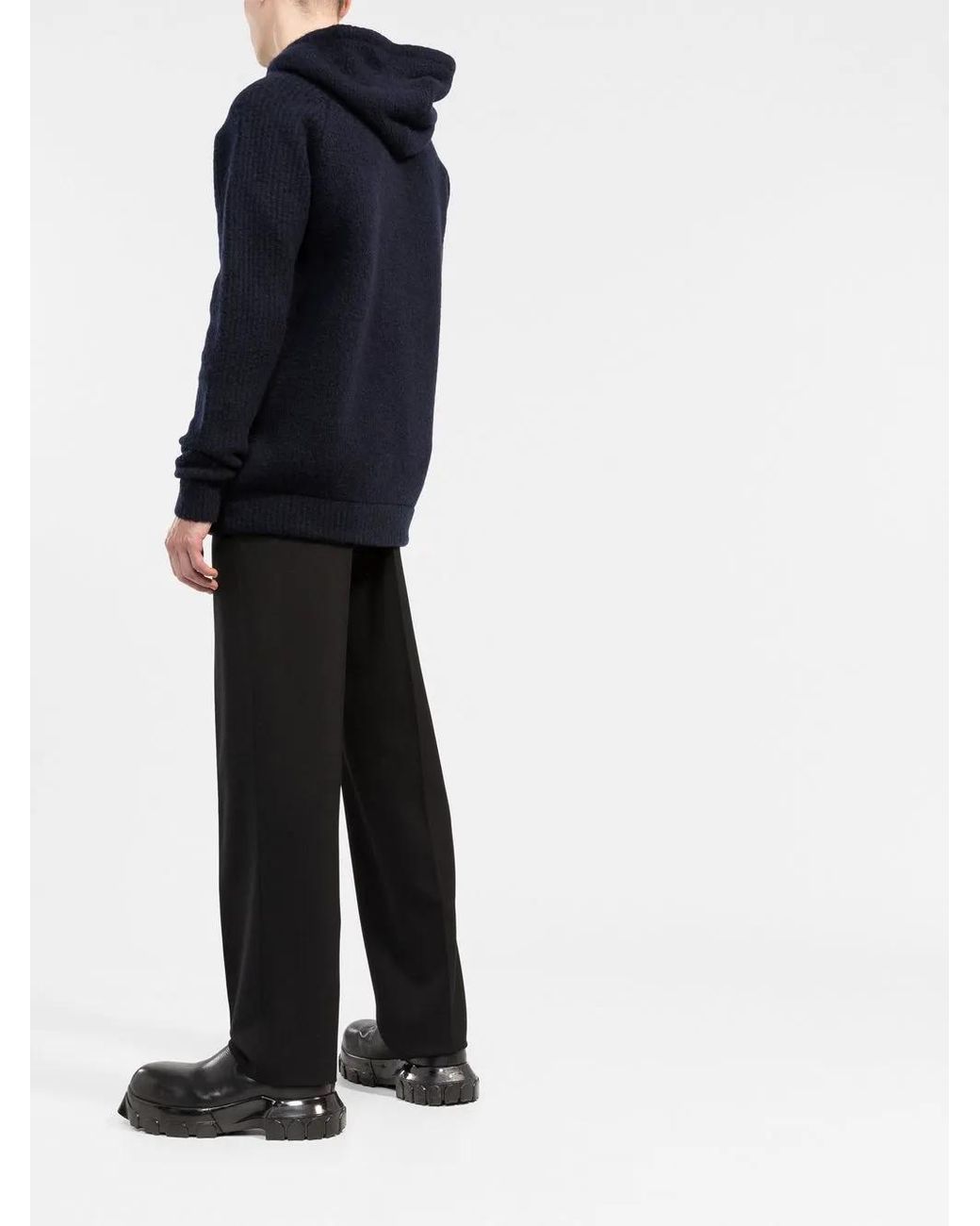Balmain Blue Logo-Patches Zipped Hoodie for men