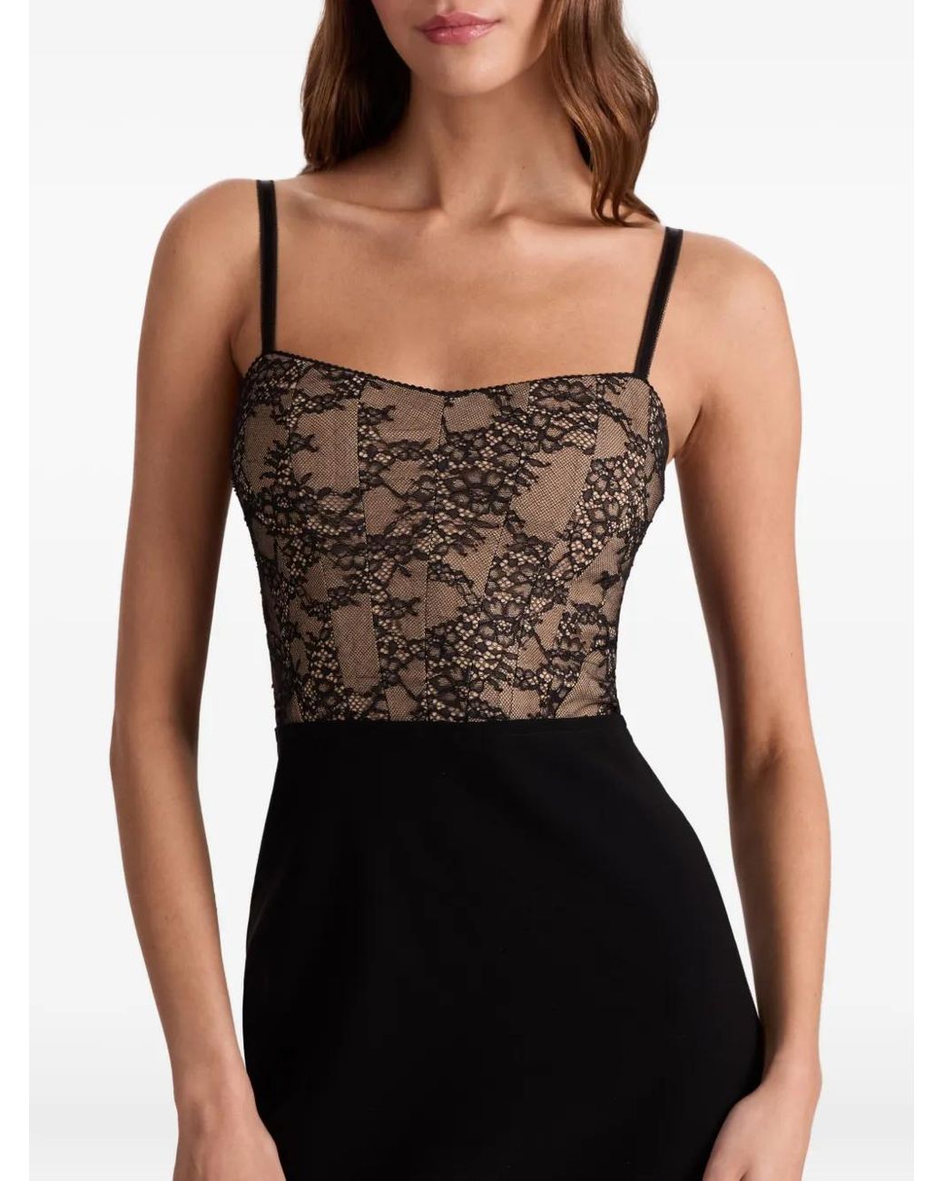 Alice + Olivia Black Carla Lace-Corset Mini Dress
