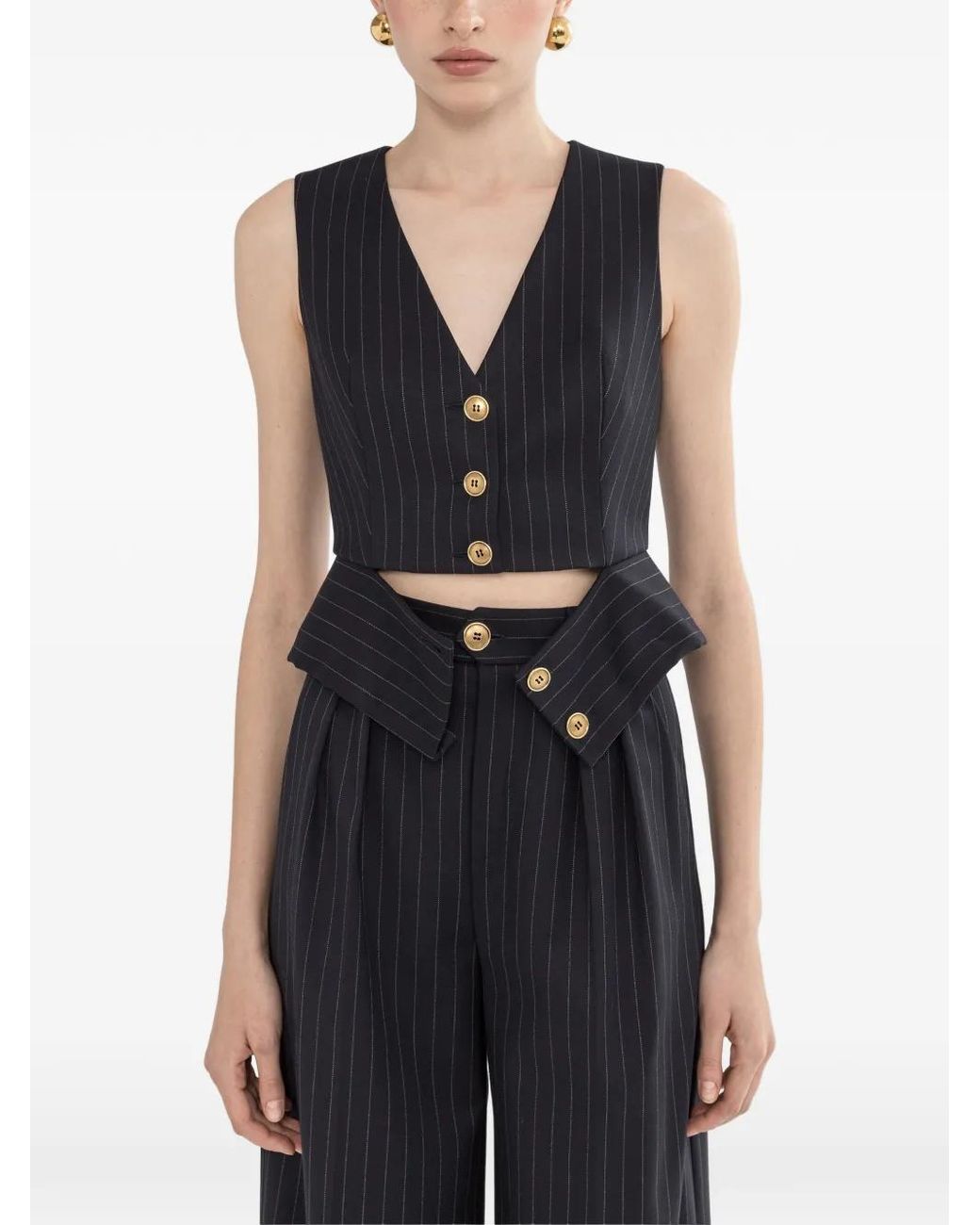 Nissa Black Single-Breasted Waistcoat