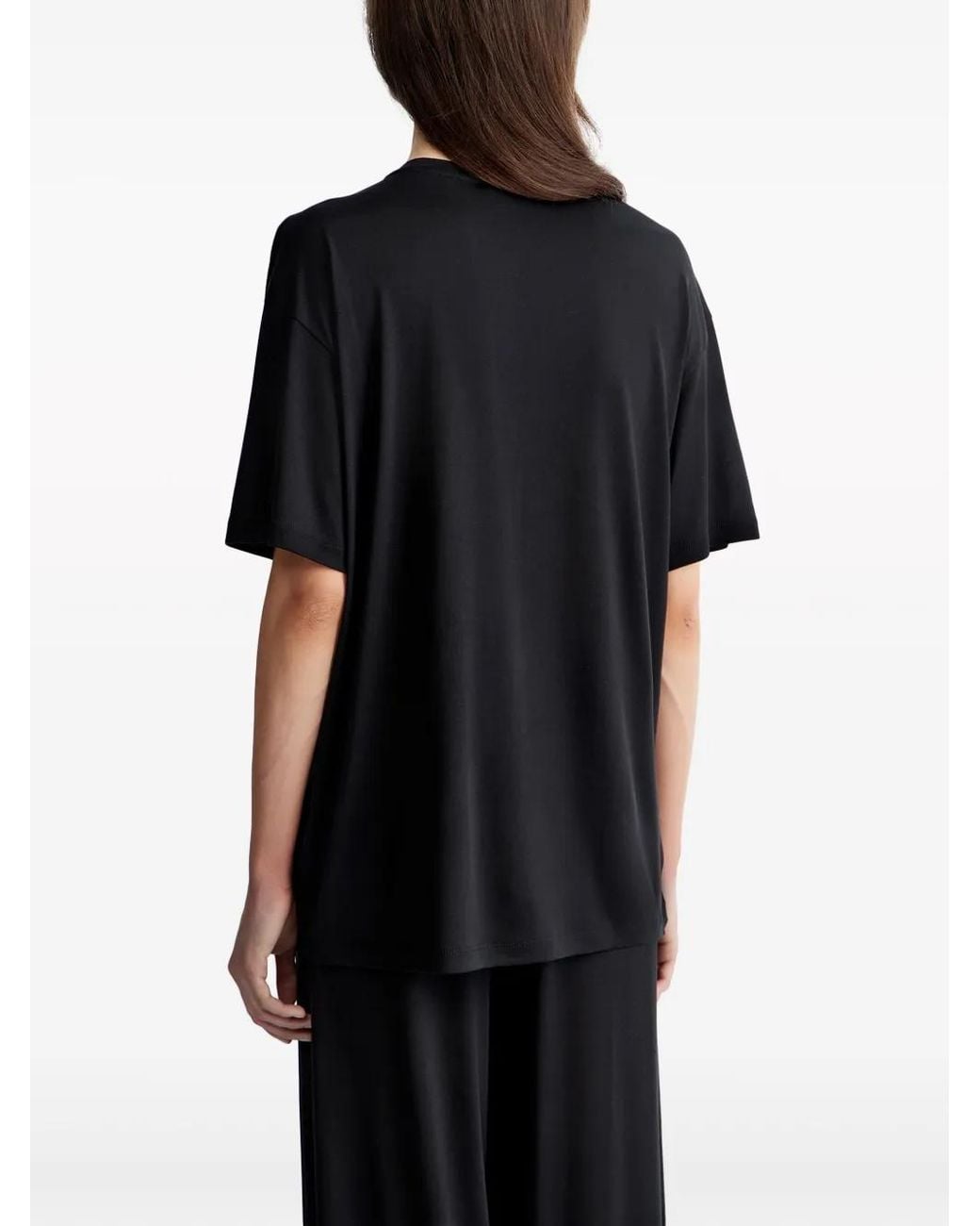 12 STOREEZ Black Round-Neck Silk T-Shirt