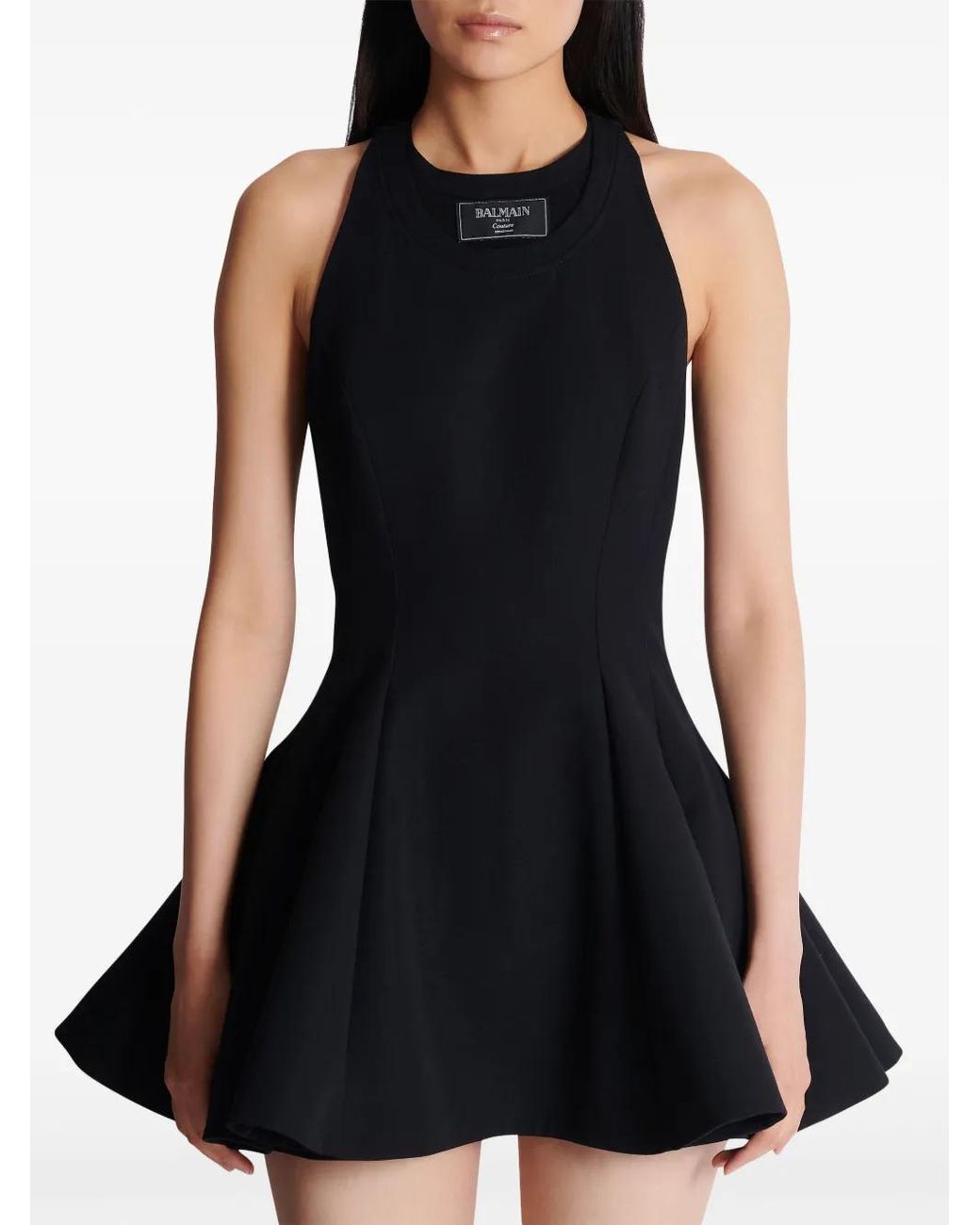 Balmain Black Virgin Wool Mini Dress